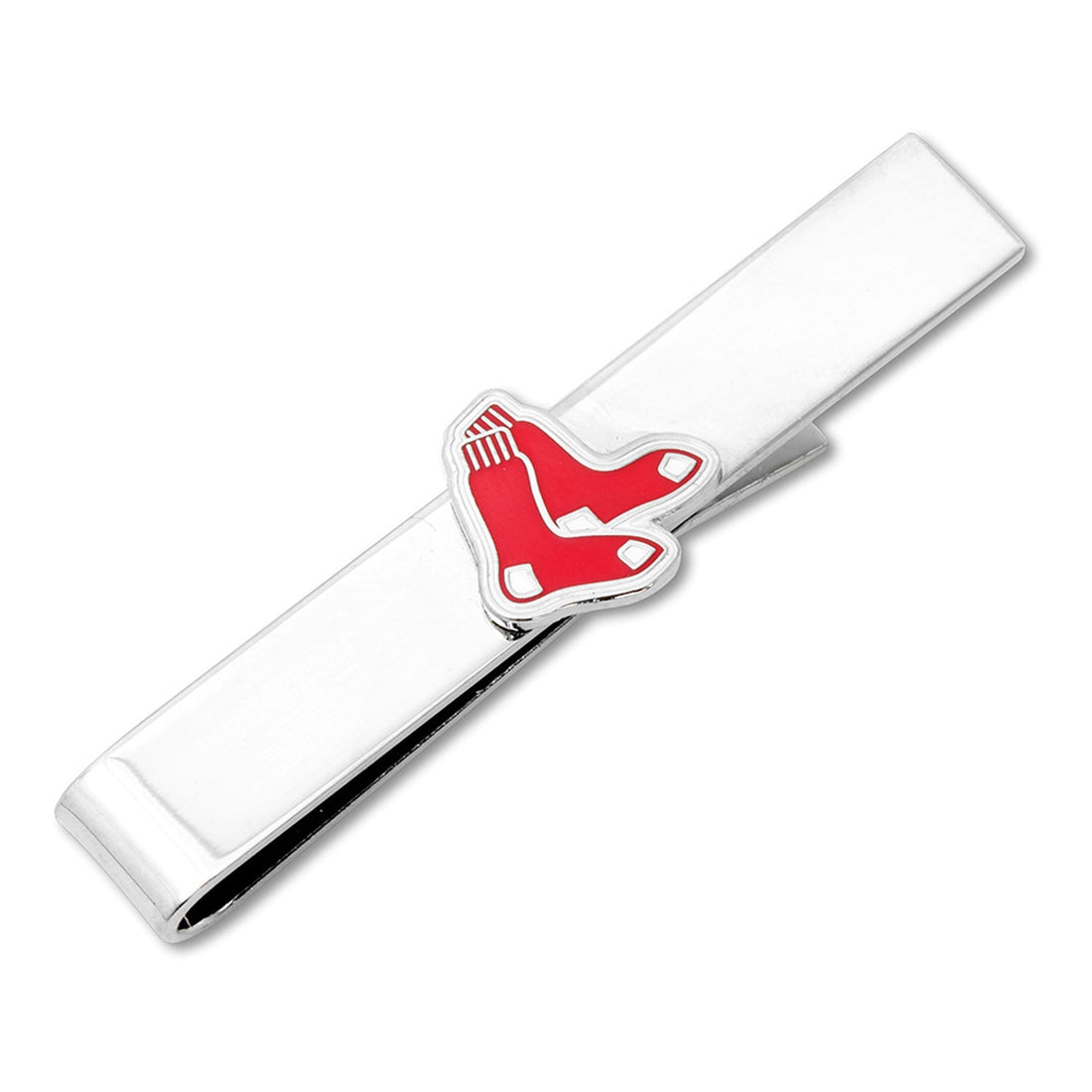 Boston Red Sox team logo tie bar with a polished silver finish
