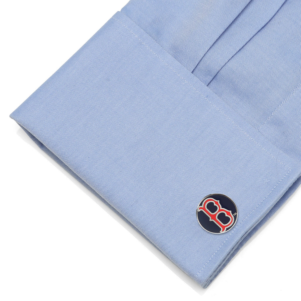 Boston Red Sox MLB Logo Cufflinks in Navy and Red Enamel - Image 3