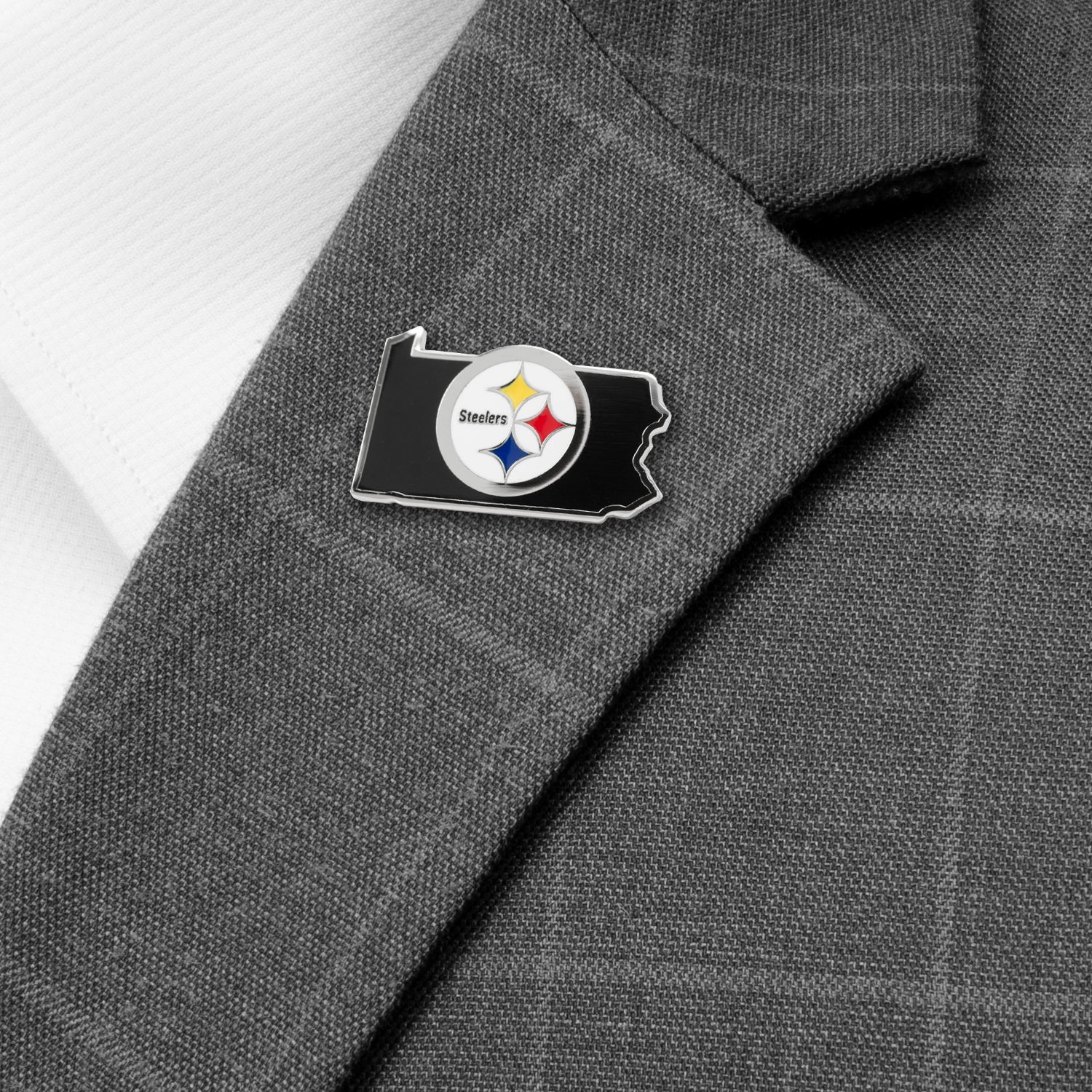 Pittsburgh Steelers State Shaped Lapel Pin in Enamel and Metal - Image 2