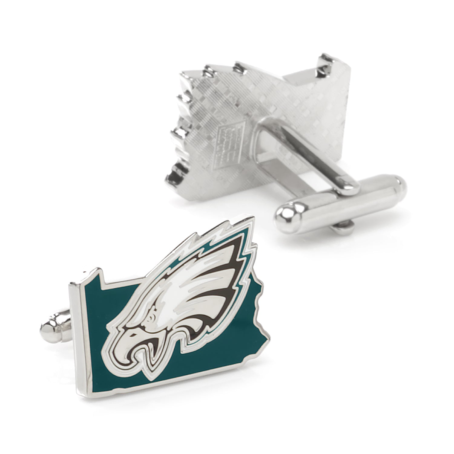 Philadelphia Eagles NFL State Shaped Logo Cufflinks - Silver - Image 2
