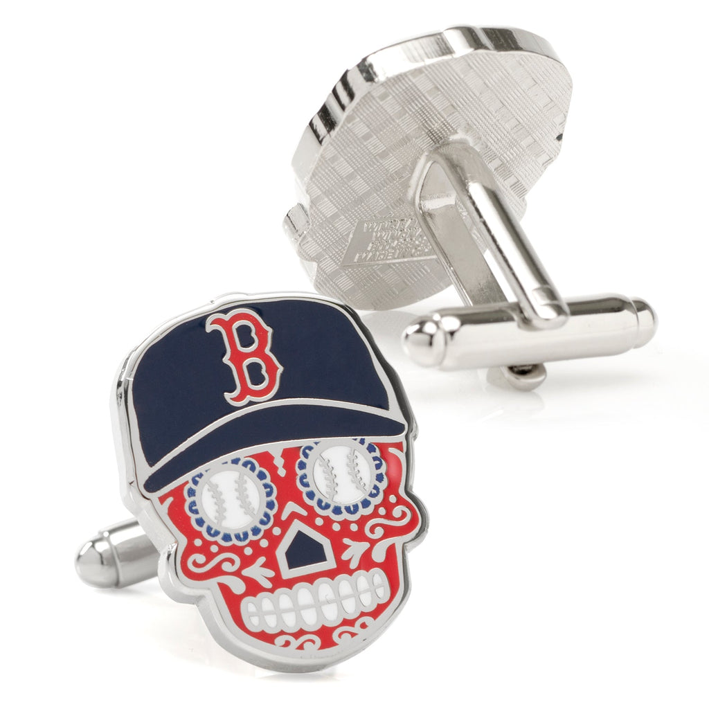 Boston Red Sox Sugar Skull Cufflinks with MLB Logo Detailing - Image 2