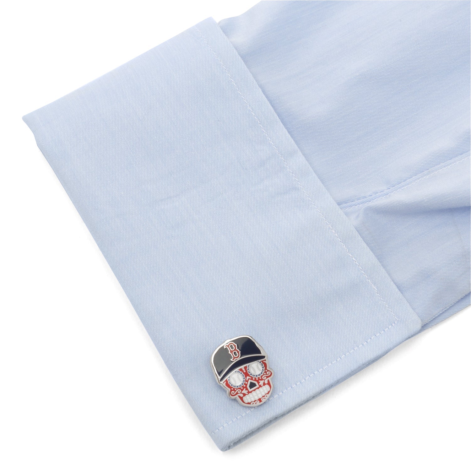 Boston Red Sox Sugar Skull Cufflinks with MLB Logo Detailing - Image 3