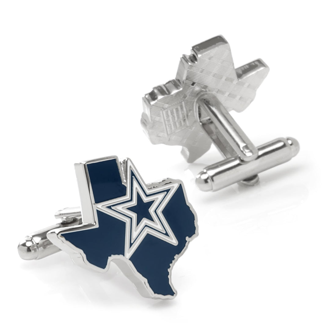 Dallas Cowboys Texas State Map Cufflinks in Silver Tone - Image 2