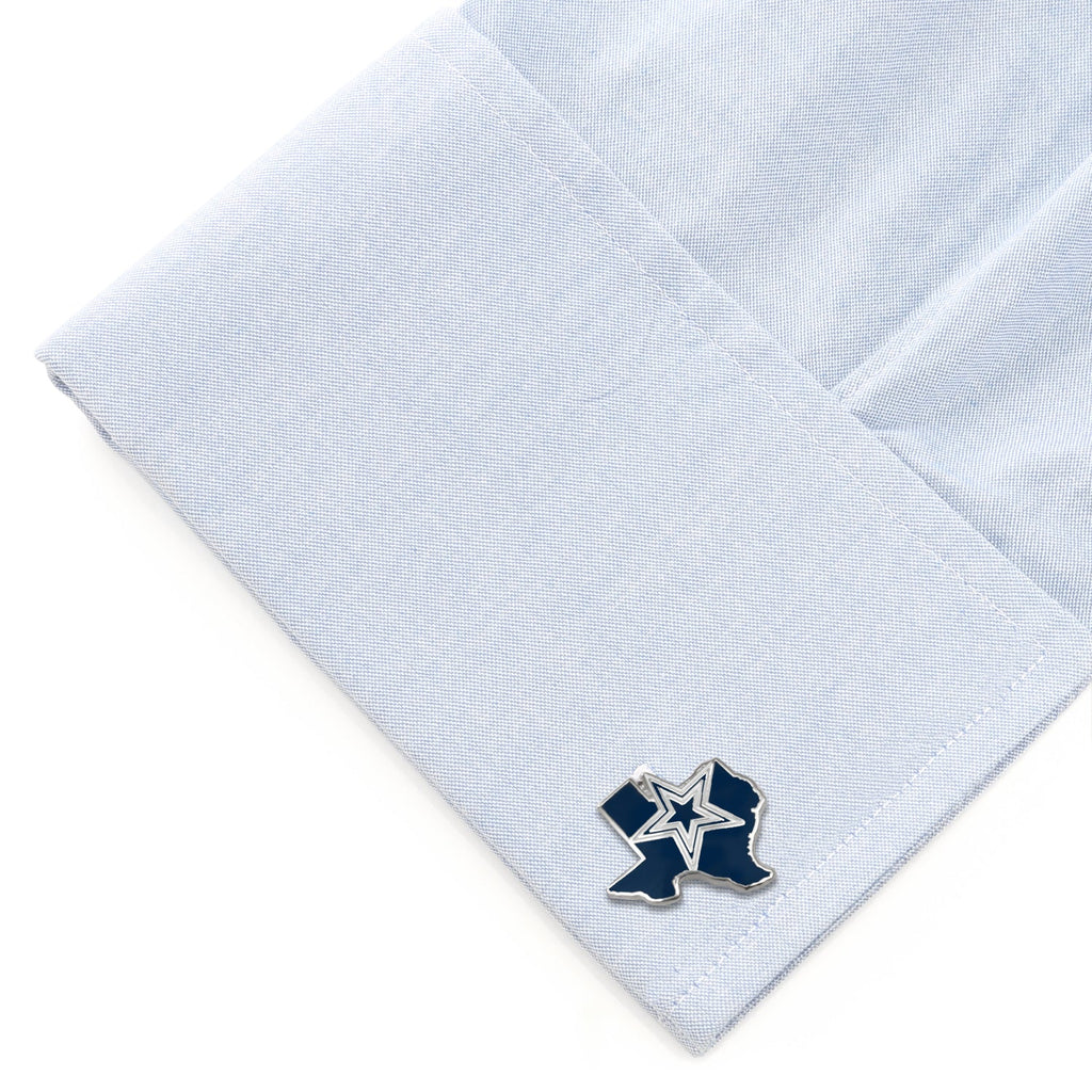 Dallas Cowboys Texas State Map Cufflinks in Silver Tone - Image 3