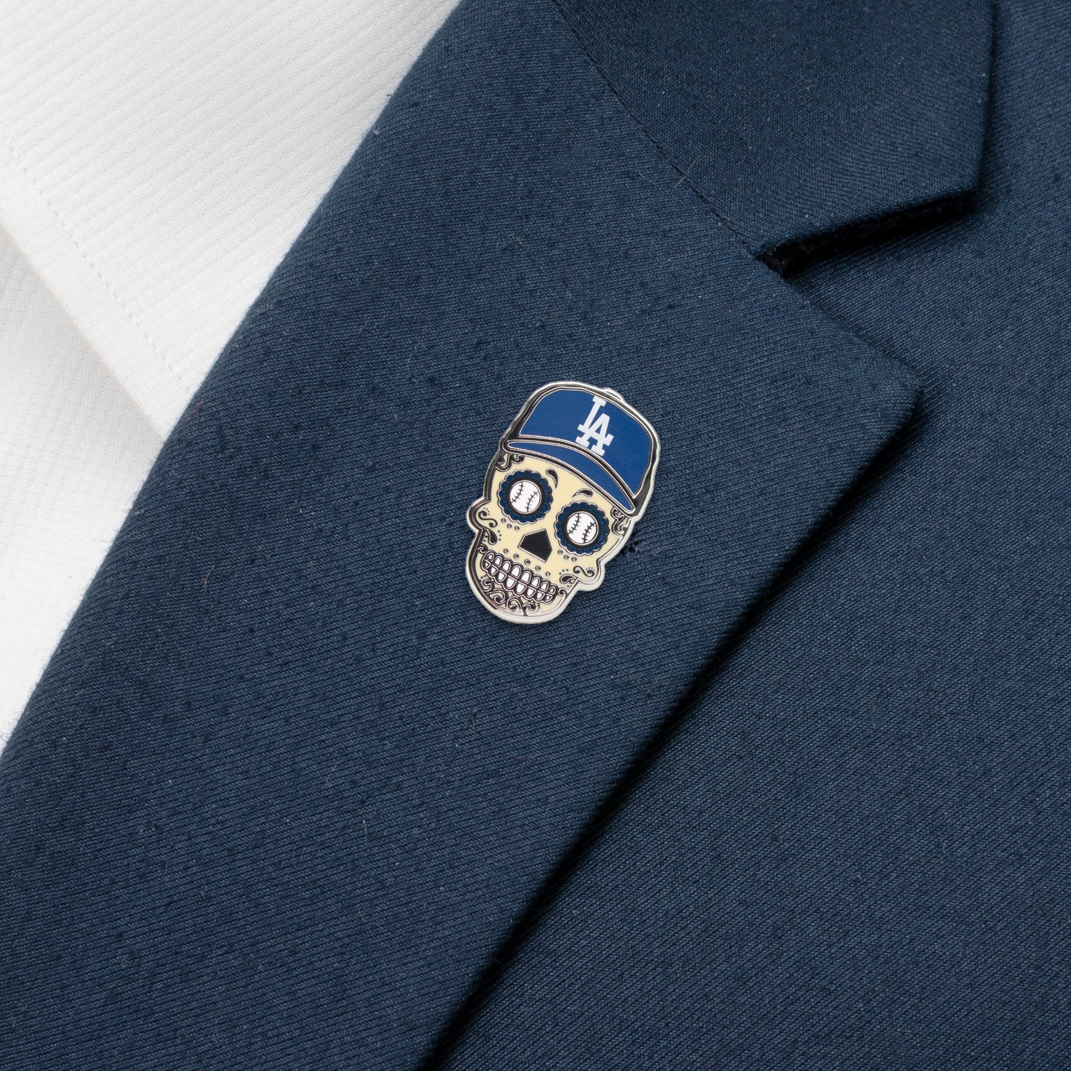 LA Dodgers Sugar Skull Lapel Pin MLB Baseball Collector Accessory - Image 2