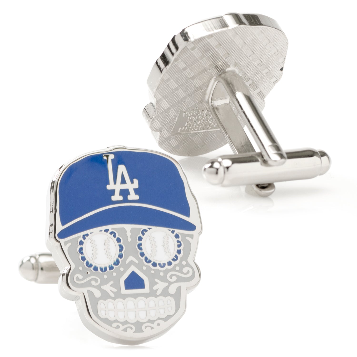 Los Angeles Dodgers Sugar Skull Baseball Cufflinks - Image 2
