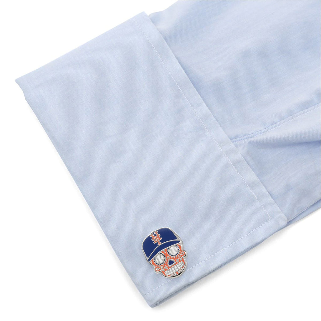 New York Mets Sugar Skull Cufflinks - Blue and Orange Team Gear - Image 3
