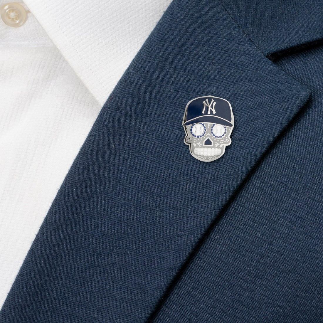 New York Yankees Sugar Skull Baseball Lapel Pin - Image 4