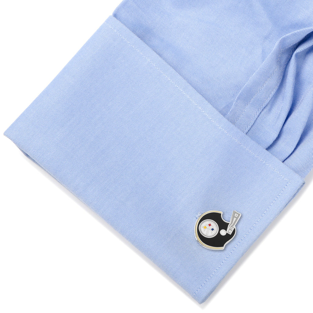 Pittsburgh Steelers NFL Retro Helmet Cufflinks in Silver - Image 3