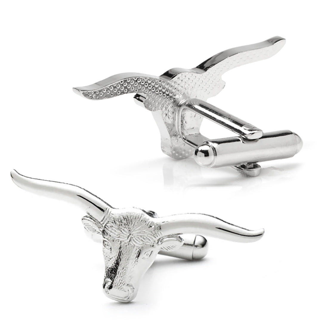 Longhorn Steer Cufflinks in Silver Toned Plated Base Metal - Image 3