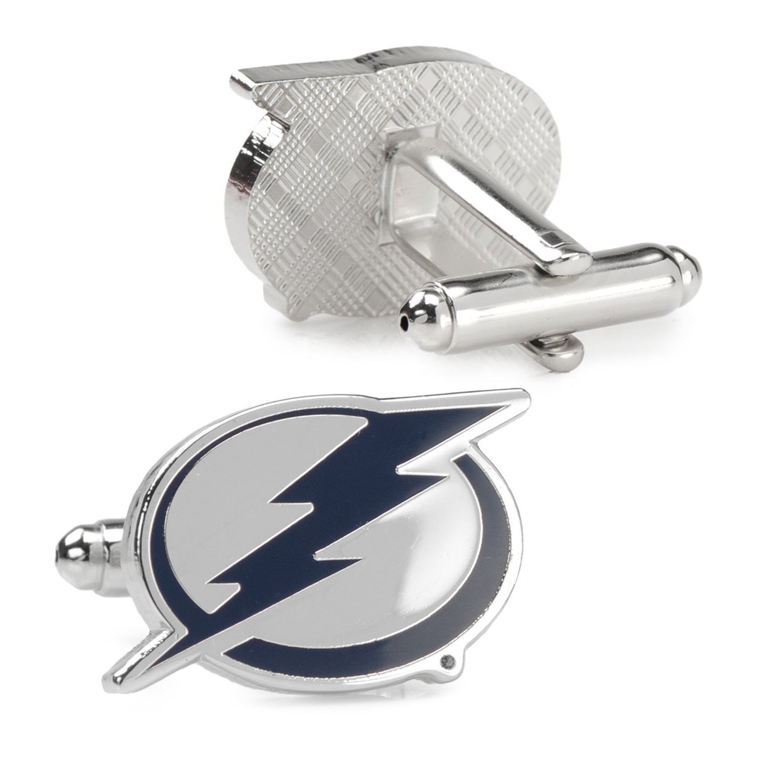 Tampa Bay Lightning NHL Logo Cufflinks in Silver and Enamel - Image 3
