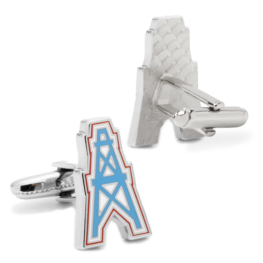 Vintage Houston Oilers NFL Logo Cufflinks in Silver Tone - Image 2