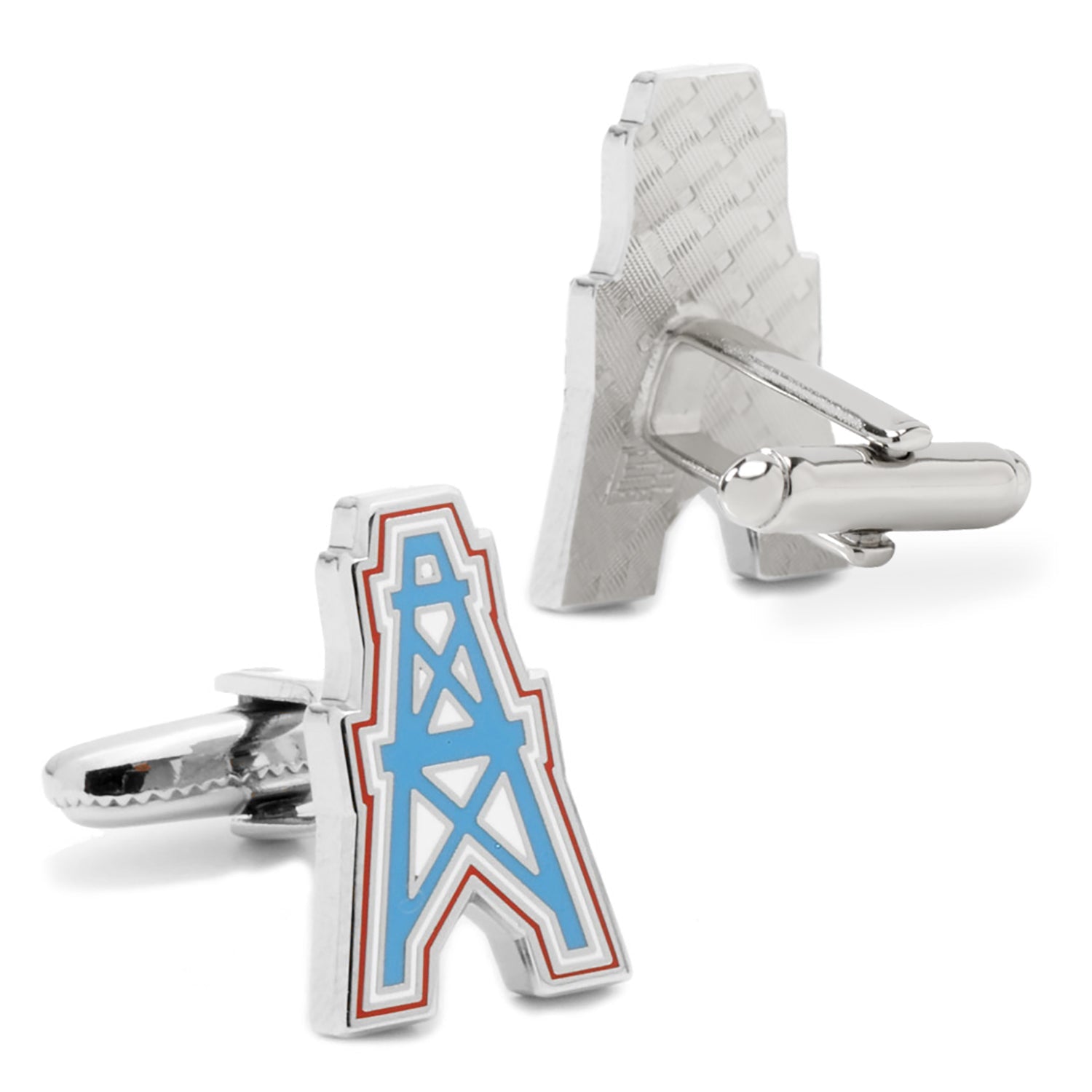 Vintage Houston Oilers NFL Logo Cufflinks in Silver Tone - Image 2