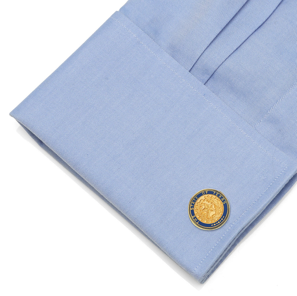 Gold and Blue State of Texas Seal Cufflinks - Image 3