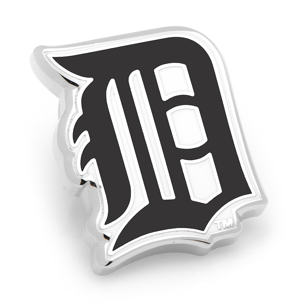 Detroit Tigers MLB team logo lapel pin in silver tone metal with enamel details