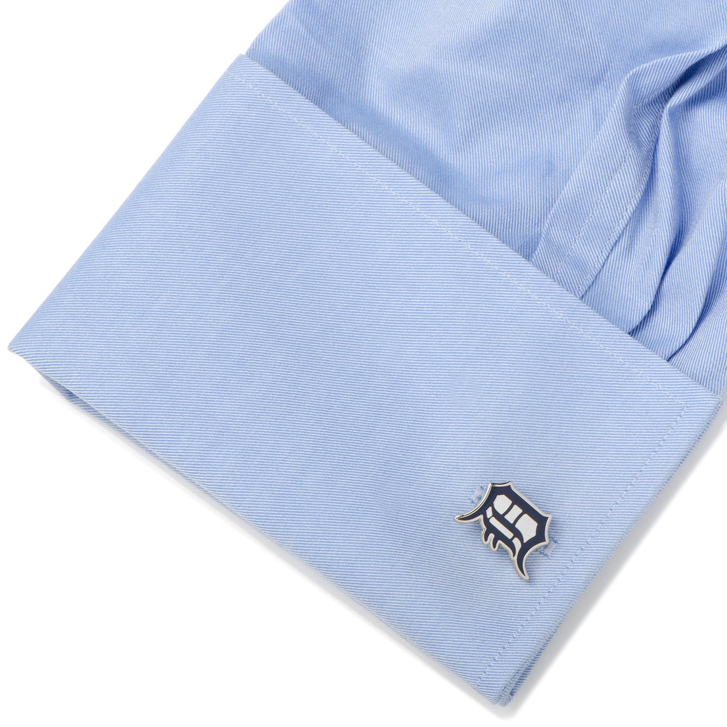 Detroit Tigers MLB Logo Silver Tone Cufflinks - Image 3