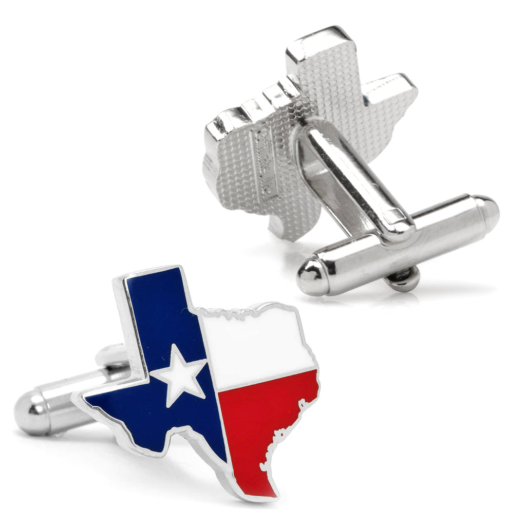 Texas State Flag Shaped Cufflinks in Silver and Enamel