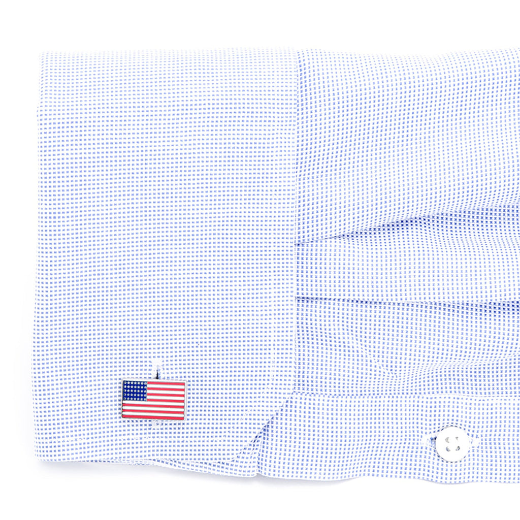 American Flag Patriotic Red White and Blue Enamel Cufflinks - Image 2