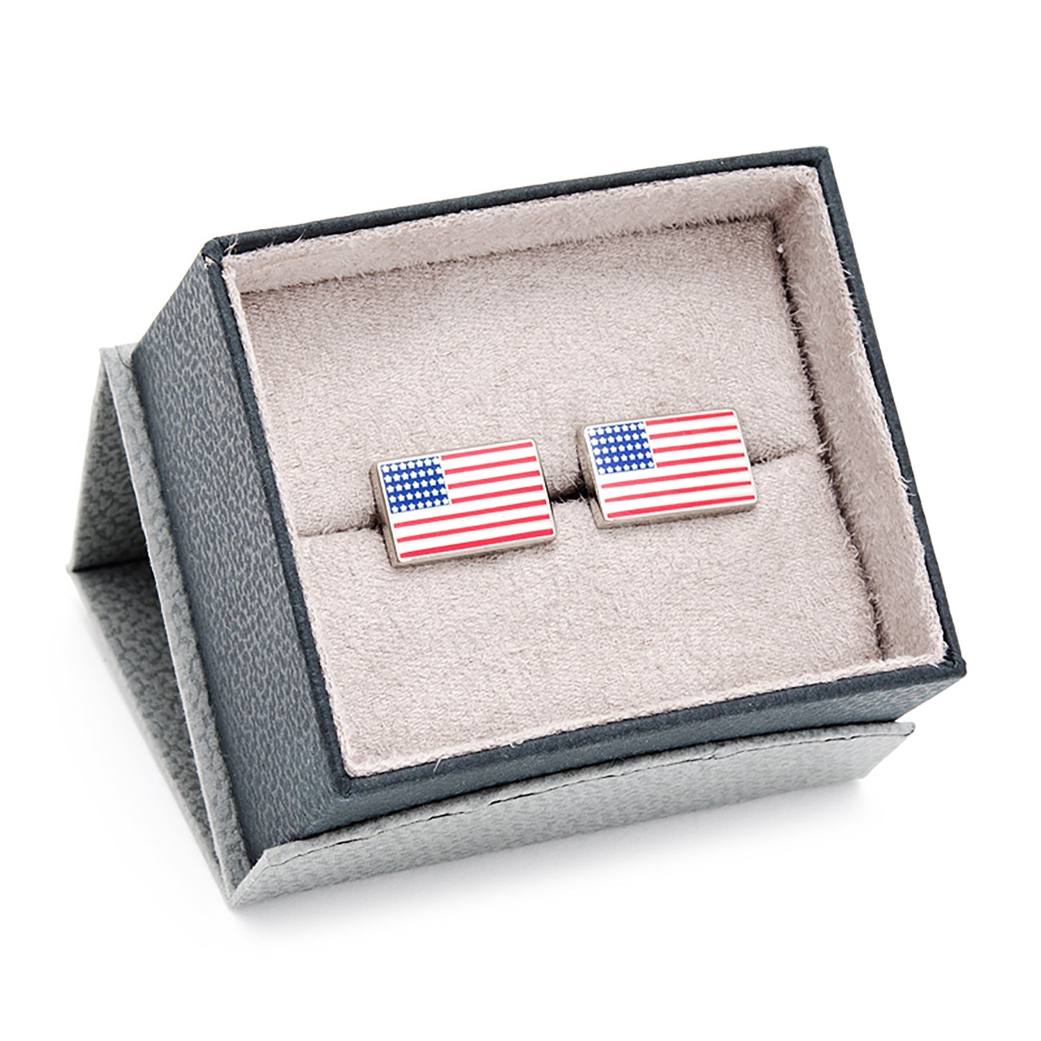 American Flag Patriotic Red White and Blue Enamel Cufflinks - Image 3