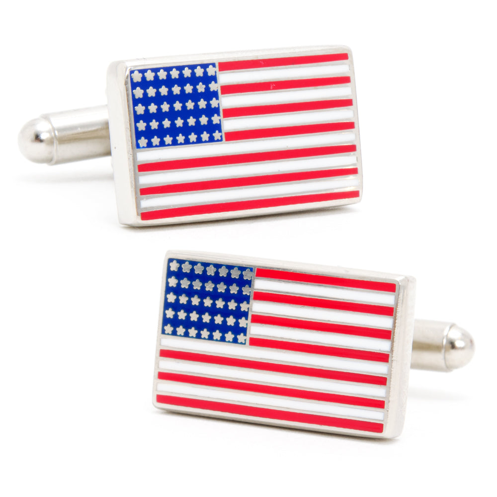 American Flag Patriotic Red White and Blue Enamel Cufflinks - Image 4