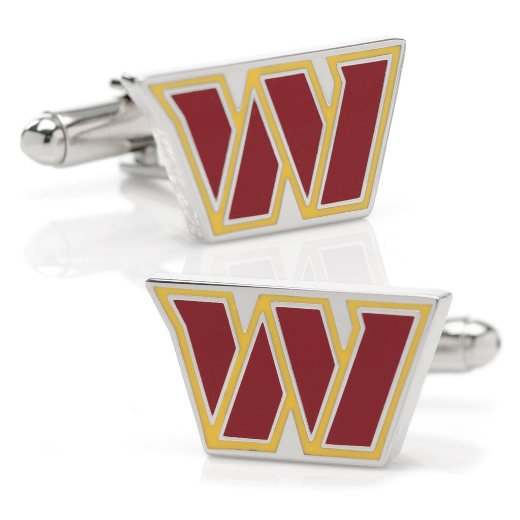 Washington Commanders NFL logo cufflinks with enamel detail on silver tone metal