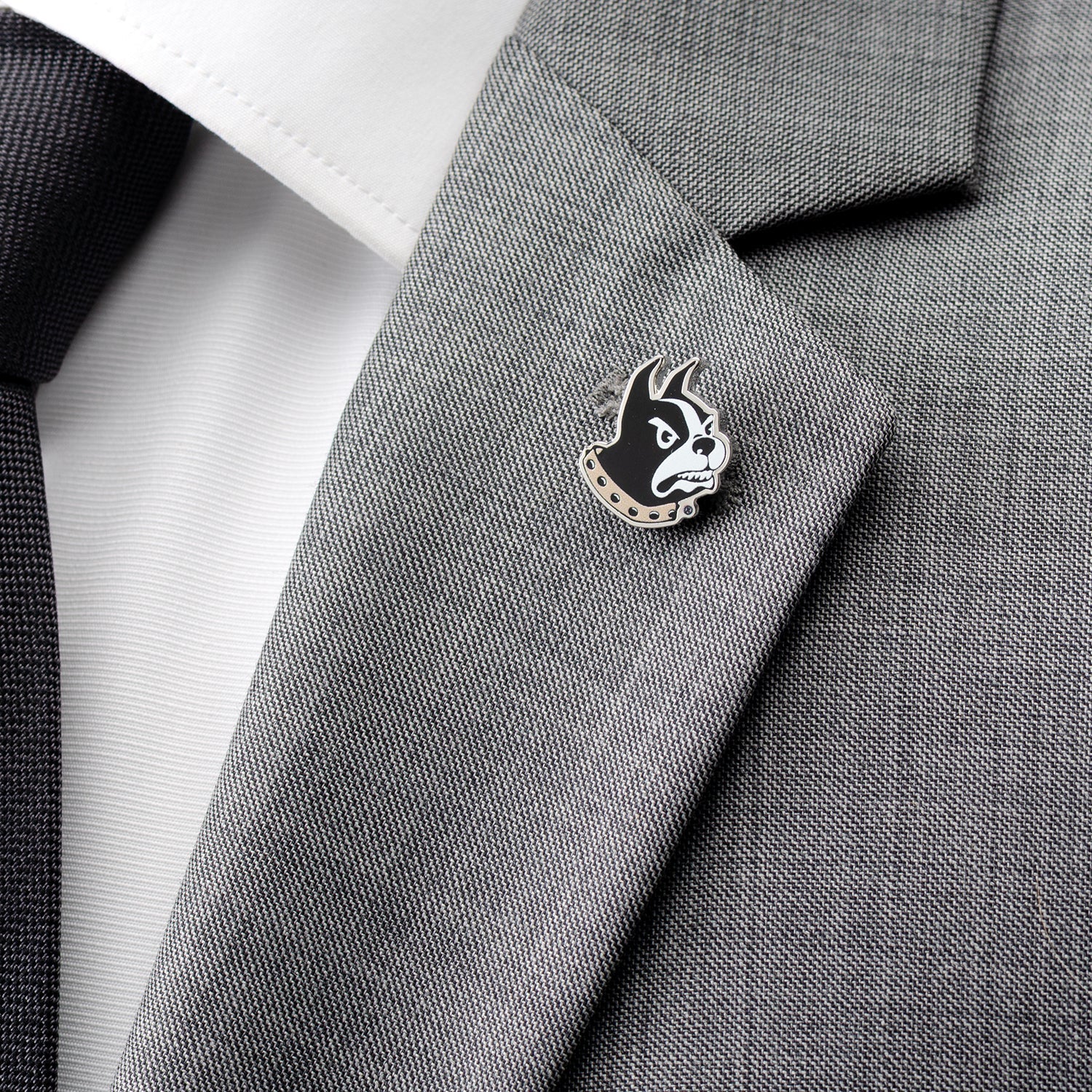 Wofford College Terrier Mascot Lapel Pin in Silver Tone