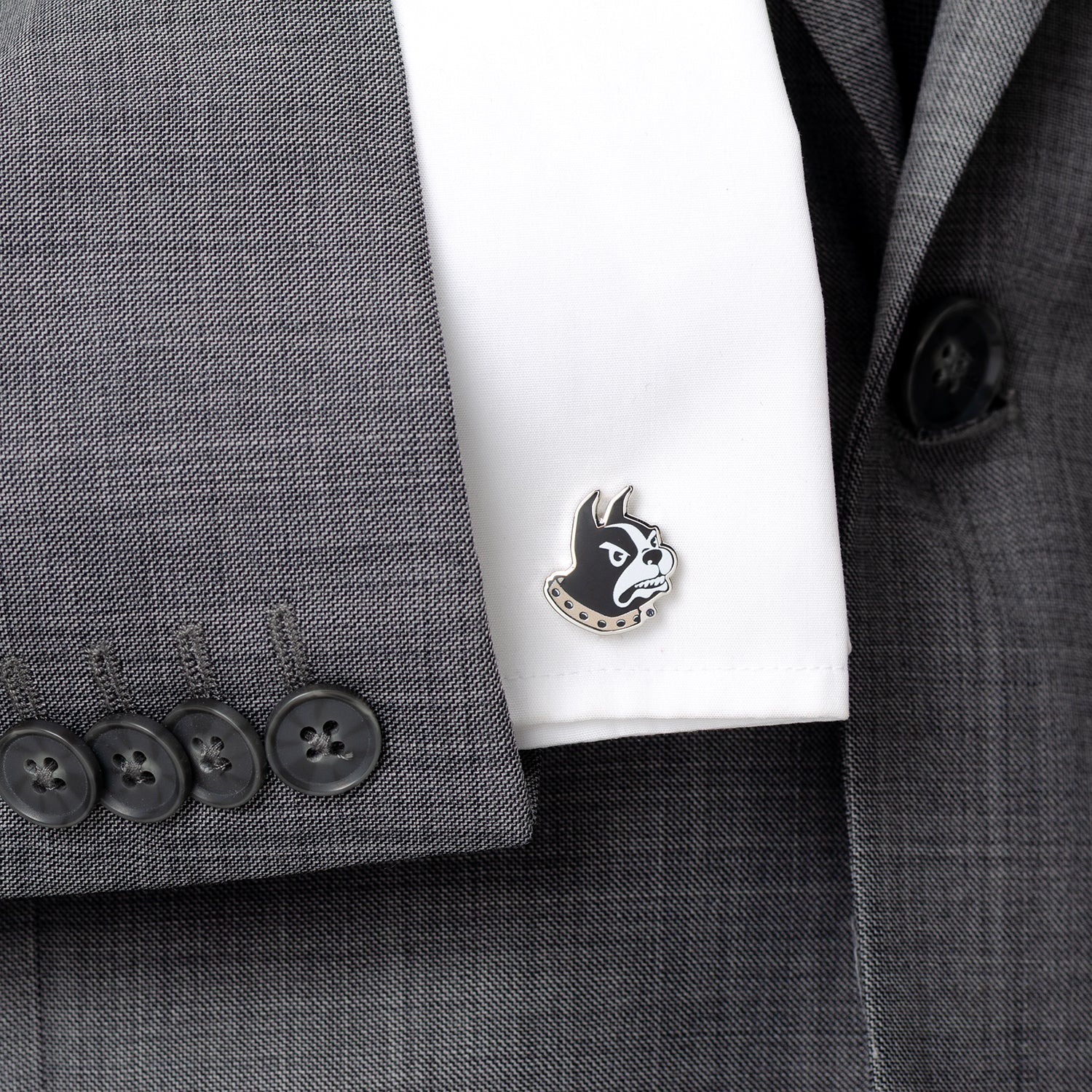 Wofford College Terrier Mascot Cufflinks Silver Tone - Image 2