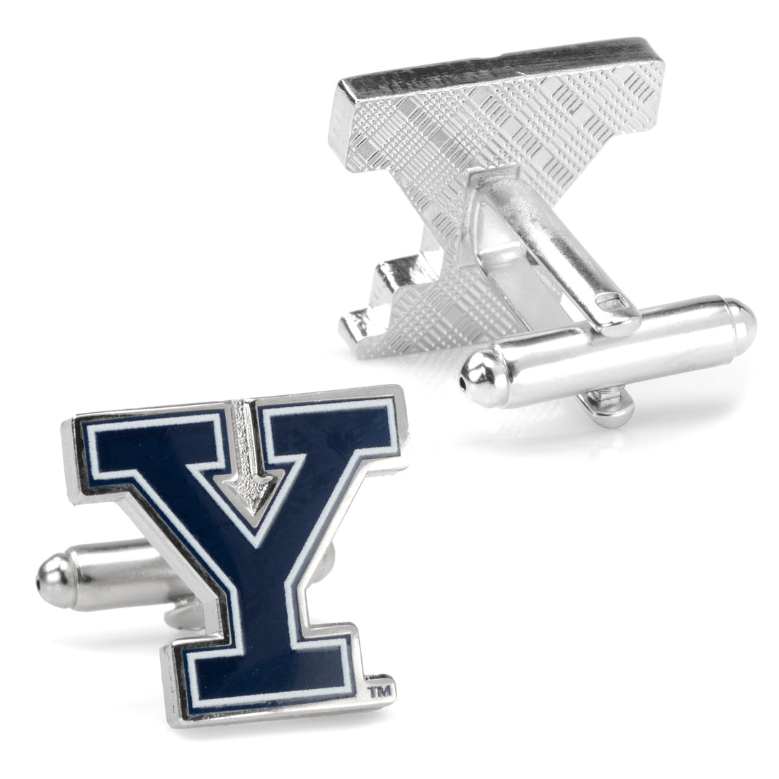 Yale University Bulldogs Logo Cufflinks in Silver Tone Enamel - Image 3