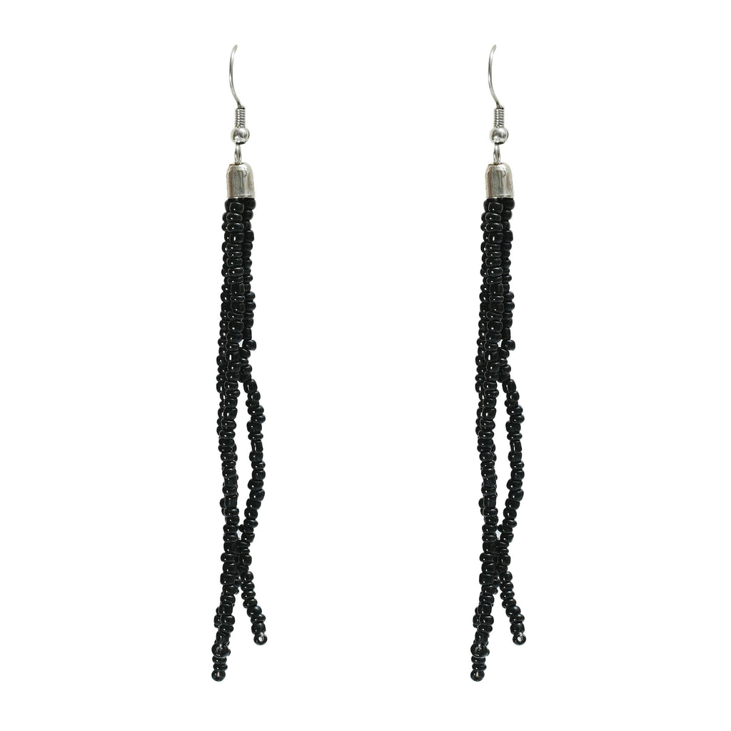 Black and Golden Handicraft Finish Beads Work Long Necklace