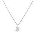 14K White Gold 1.00 Cttw Lab Grown Oval Solitaire Diamond Pendant Necklace