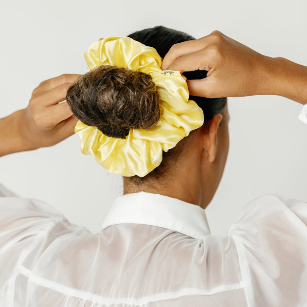 Organic Silk Oversized Scrunchie Sunshine Yellow