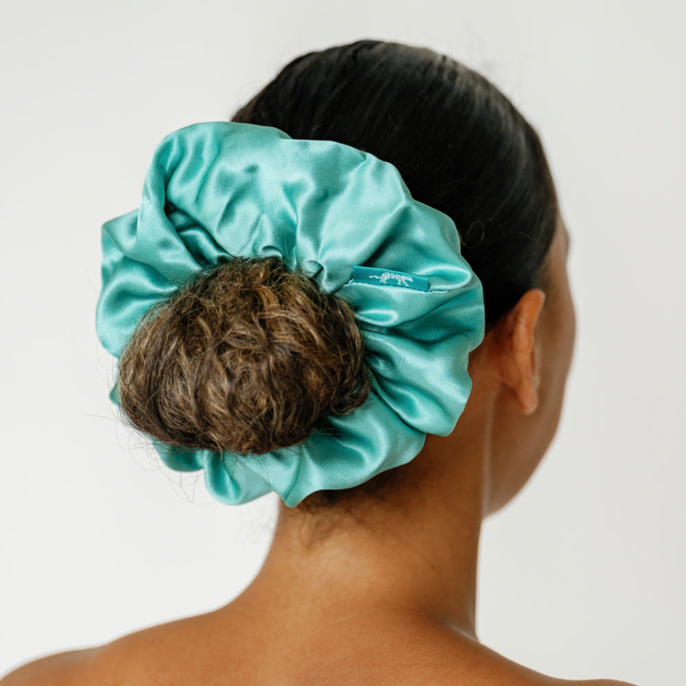 Organic Silk Oversized Scrunchie Jade Green