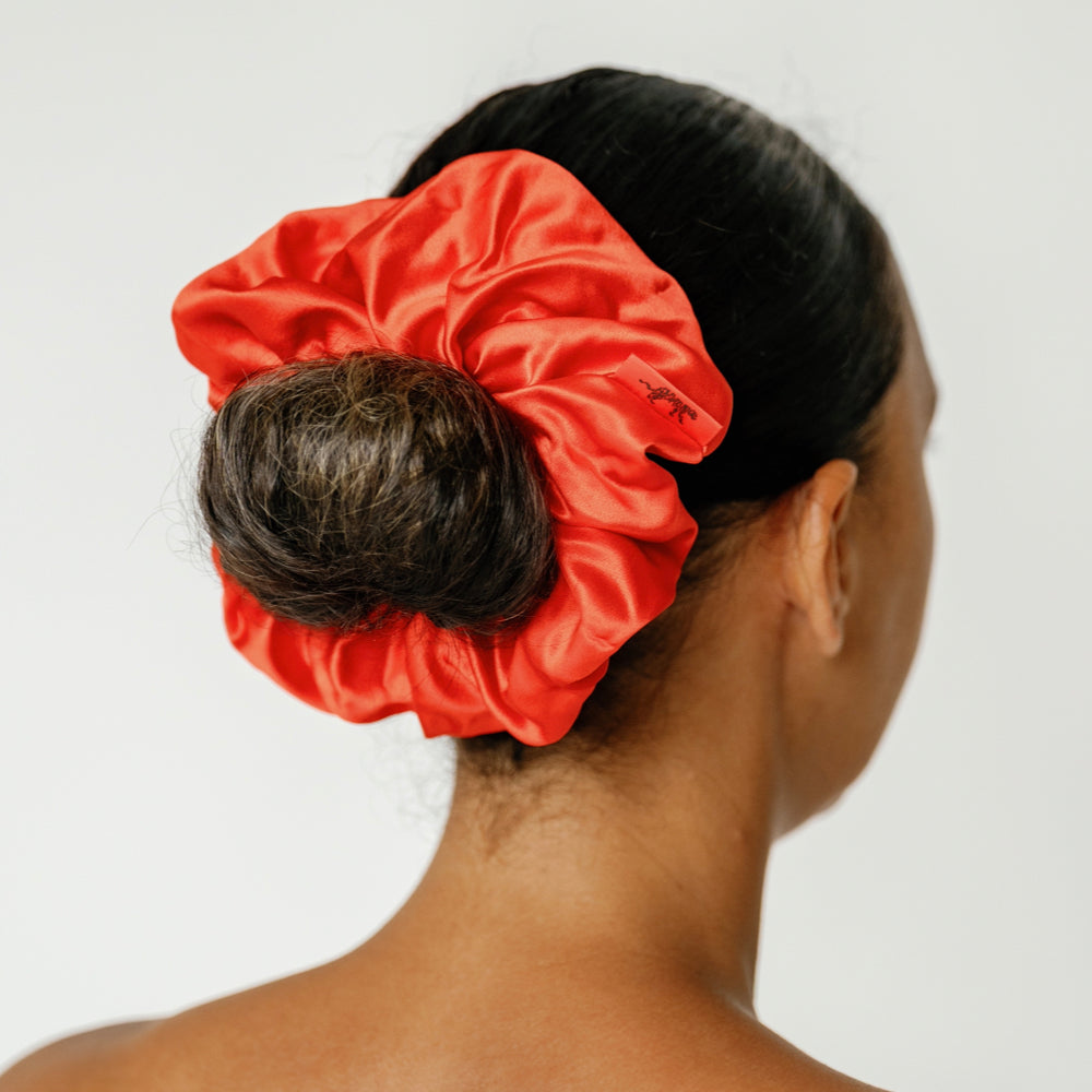 Organic Silk Oversized Scrunchie Tomato Red