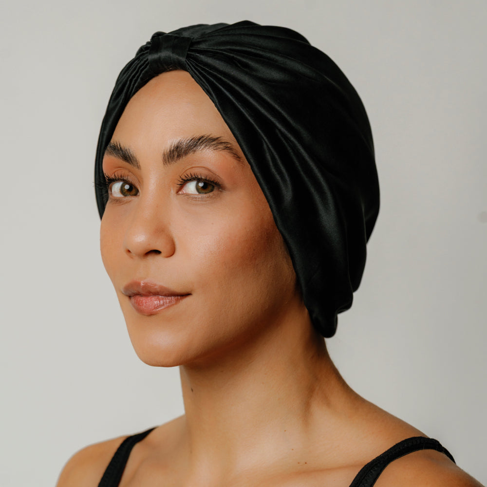 Organic Silk Hair Bonnet Onyx Black