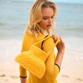 PETITE NAGA Macrame Vessel Basket Bag in Butter Yellow