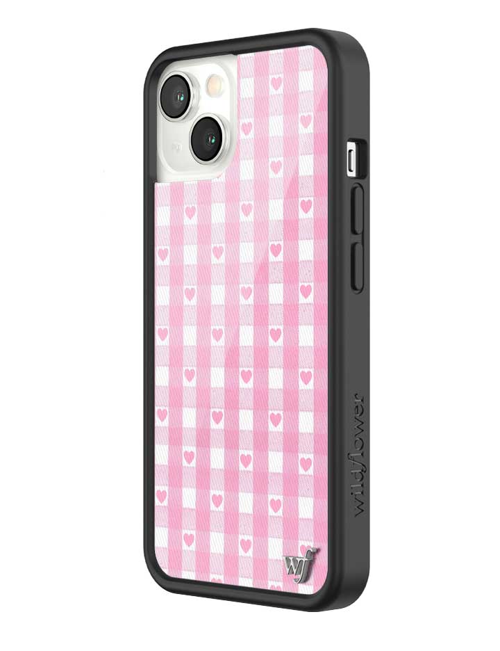 Pink Gingham Hearts iPhone Case with Durable Protective Bumper - Image 30