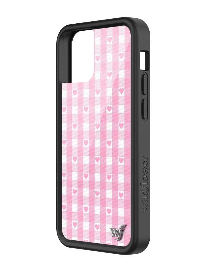 Pink Gingham Hearts iPhone Case with Durable Protective Bumper - Image 32