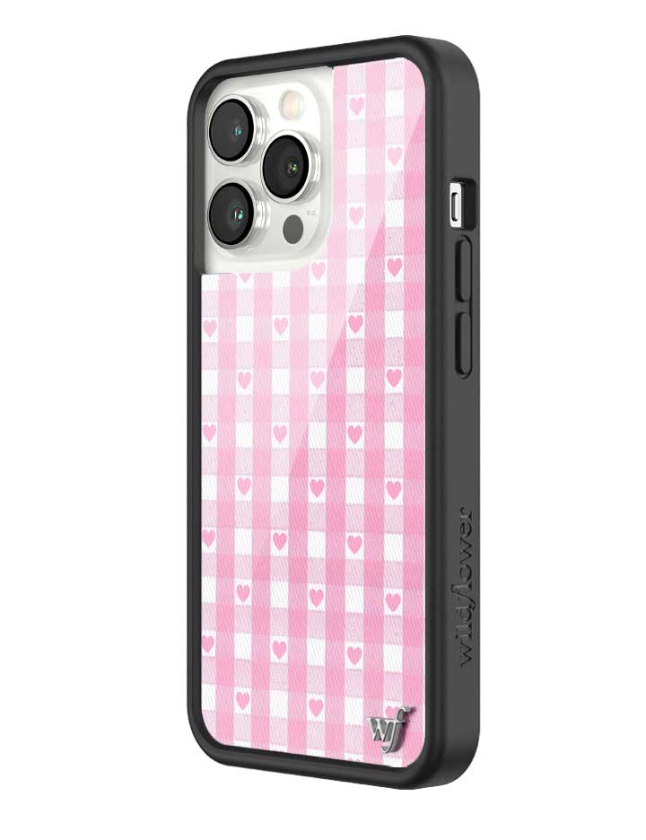 Pink Gingham Hearts iPhone Case with Durable Protective Bumper - Image 28
