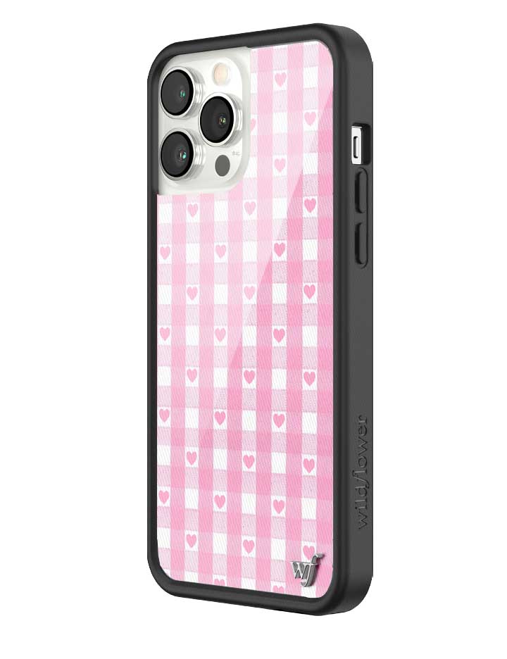 Pink Gingham Hearts iPhone Case with Durable Protective Bumper - Image 26