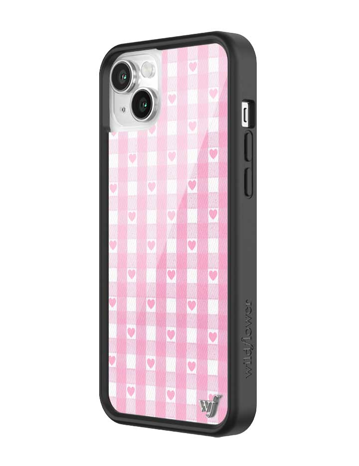 Pink Gingham Hearts iPhone Case with Durable Protective Bumper - Image 24