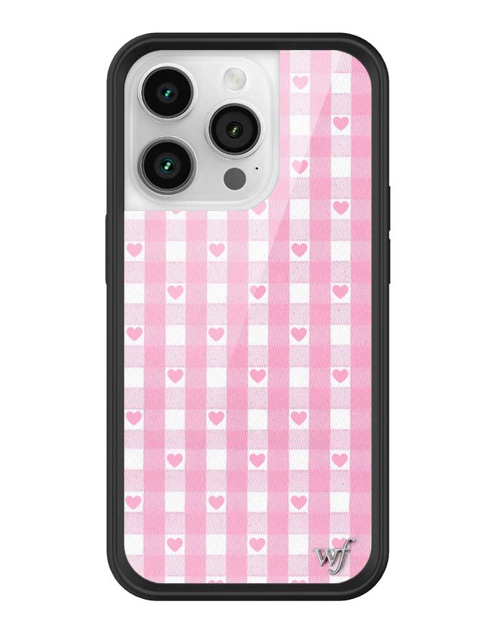 Pink Gingham Hearts iPhone Case with Durable Protective Bumper - Image 21