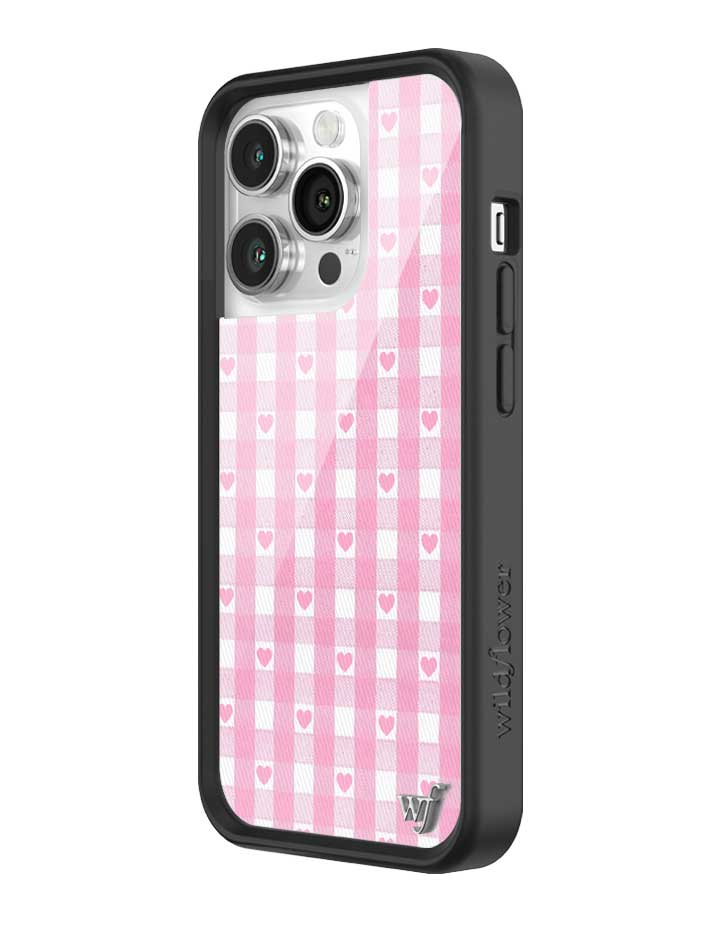 Pink Gingham Hearts iPhone Case with Durable Protective Bumper - Image 22