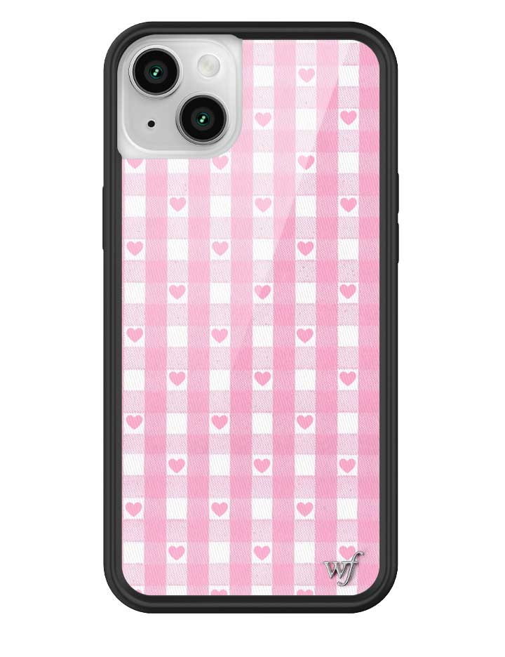 Pink Gingham Hearts iPhone Case with Durable Protective Bumper - Image 19