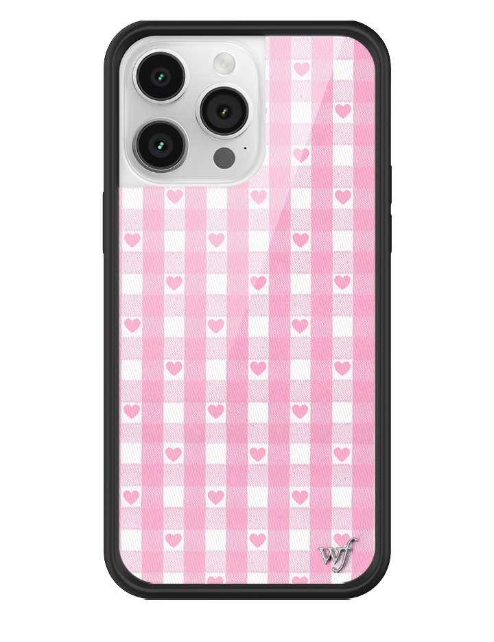Pink Gingham Hearts iPhone Case with Durable Protective Bumper - Image 17