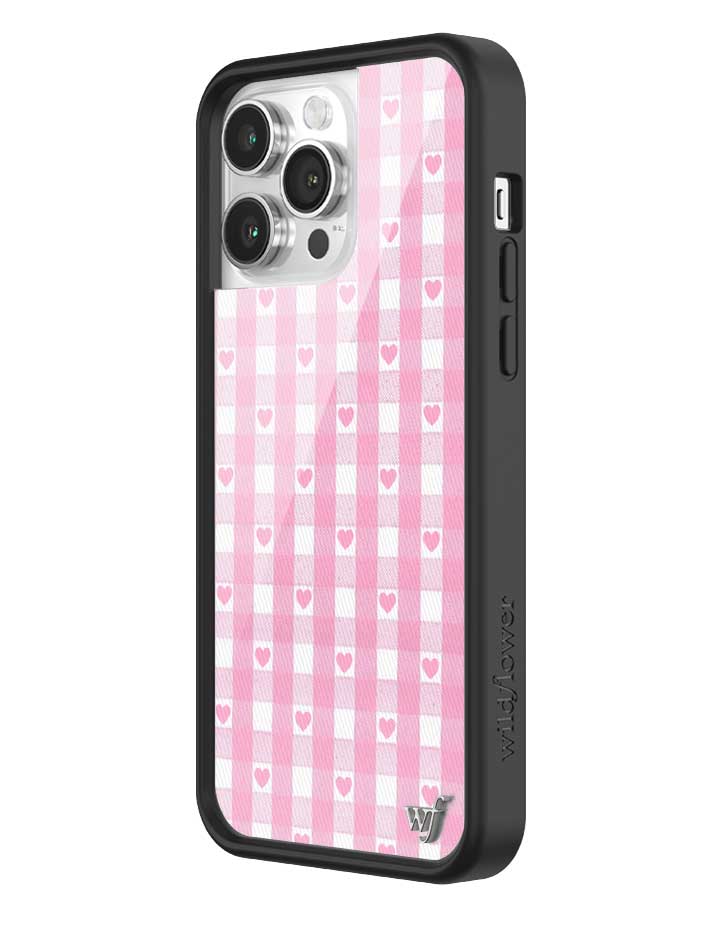 Pink Gingham Hearts iPhone Case with Durable Protective Bumper - Image 18