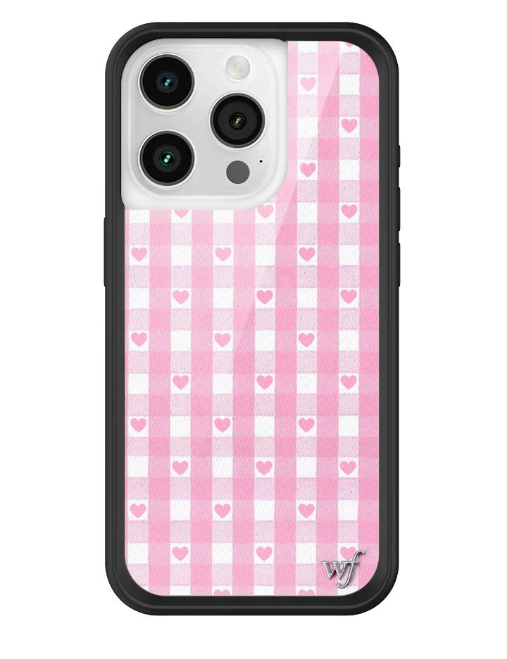 Pink Gingham Hearts iPhone Case with Durable Protective Bumper - Image 13
