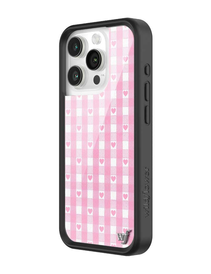 Pink Gingham Hearts iPhone Case with Durable Protective Bumper - Image 14