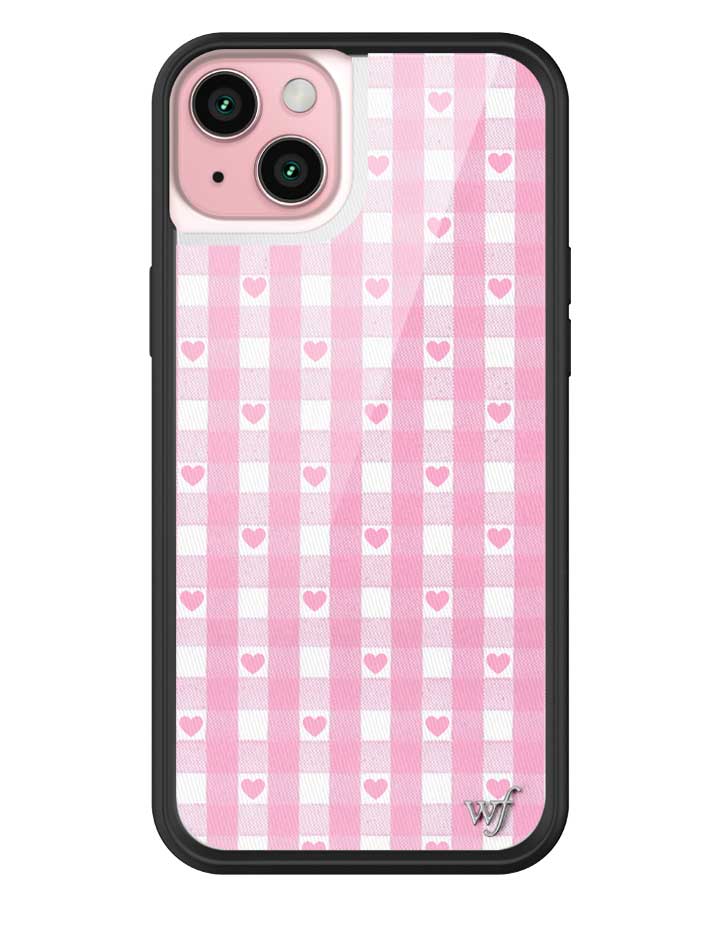 Pink Gingham Hearts iPhone Case with Durable Protective Bumper - Image 11