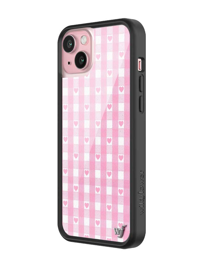 Pink Gingham Hearts iPhone Case with Durable Protective Bumper - Image 12