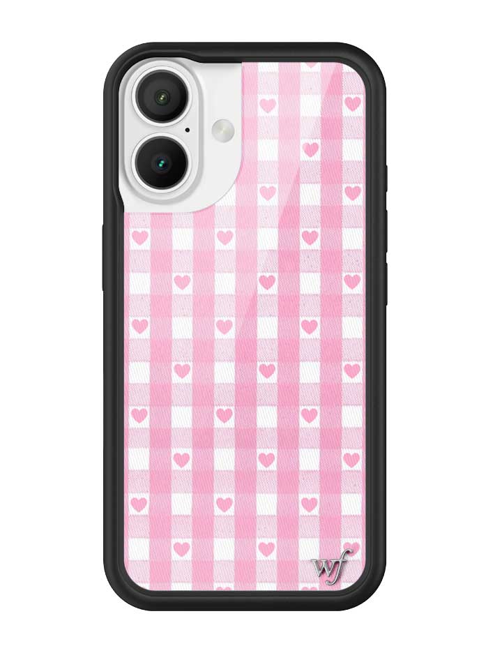 Pink Gingham Hearts iPhone Case with Durable Protective Bumper - Image 7